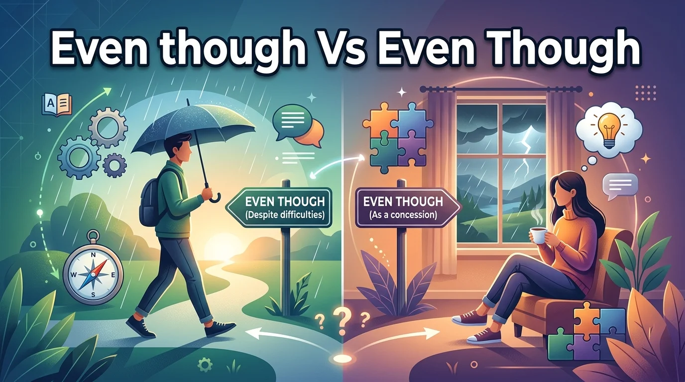 Even though vs. Even Though: Differences & Corrections?
